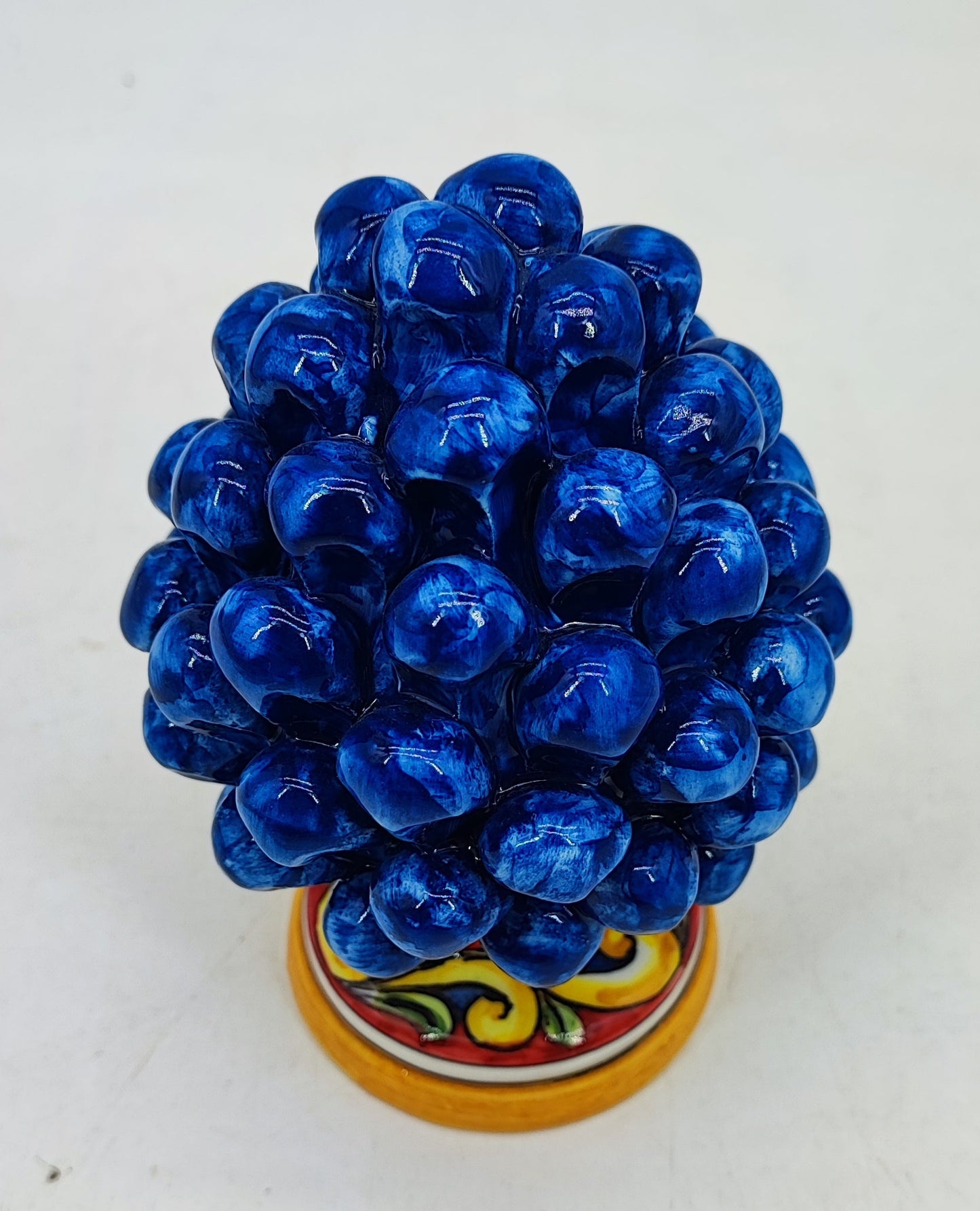 Handmade Sicilian Ceramic Pine Cone 17 cm – Colorful Italian Home Decor