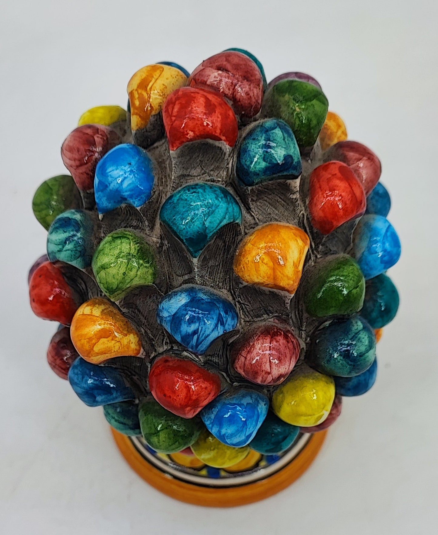 Handmade Sicilian Ceramic Pine Cone 17 cm – Colorful Italian Home Decor