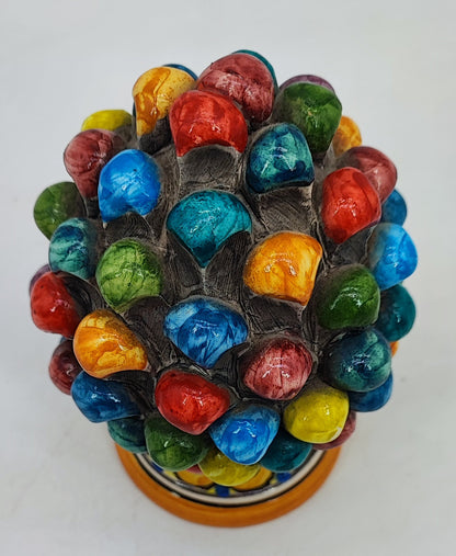 Handmade Sicilian Ceramic Pine Cone 17 cm – Colorful Italian Home Decor