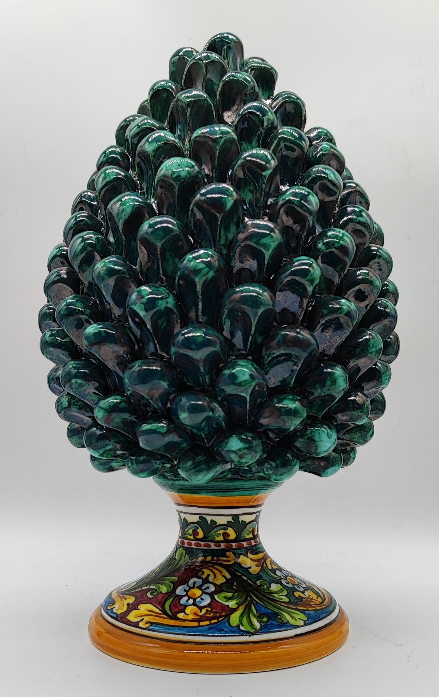Emerald Green Sicilian Ceramic Pine Cone 31 cm – Italian Pigna