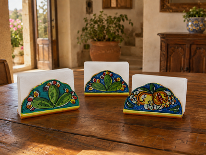 Hand-Painted Sicilian Ceramic Napkin Holder – Caltagirone Italian Pottery
