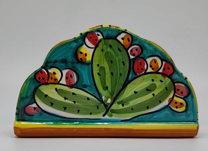 Hand-Painted Sicilian Ceramic Napkin Holder – Caltagirone Italian Pottery