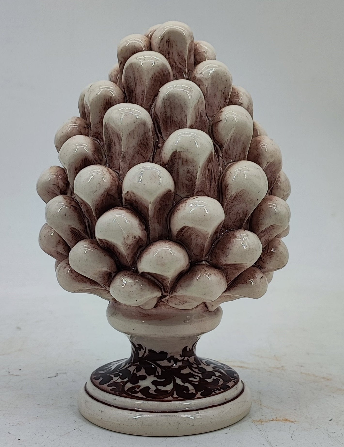 Handmade Sicilian Ceramic Pine Cone 15 cm – Antique Mediterranean Decor