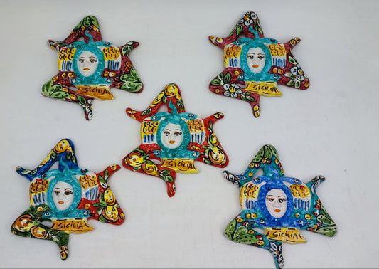 Handmade Ceramic Trinacria Wall Decor – 18 cm Sicilian Ceramic – Ceramica di Caltagirone – Made in Sicily – Italian Wall Art