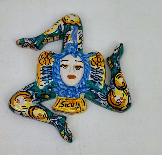 Handmade Ceramic Trinacria Wall Decor 18 cm – Ceramica di Caltagirone – Sicilian Wall Art – Made in Sicily – Italian Home Decor