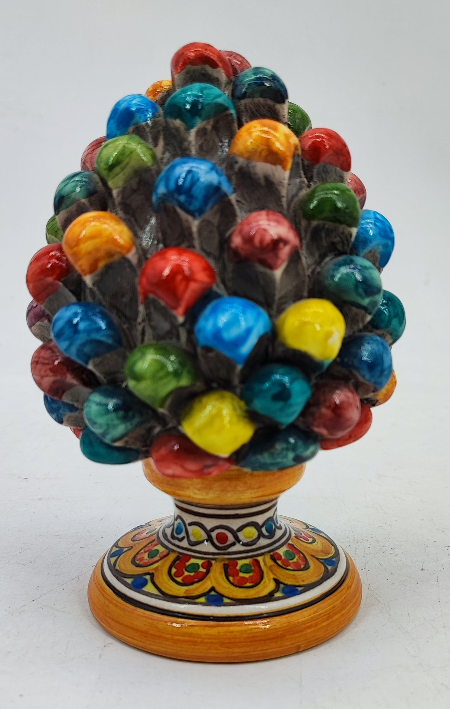 Handmade Sicilian Ceramic Pine Cone 17 cm – Colorful Italian Home Decor