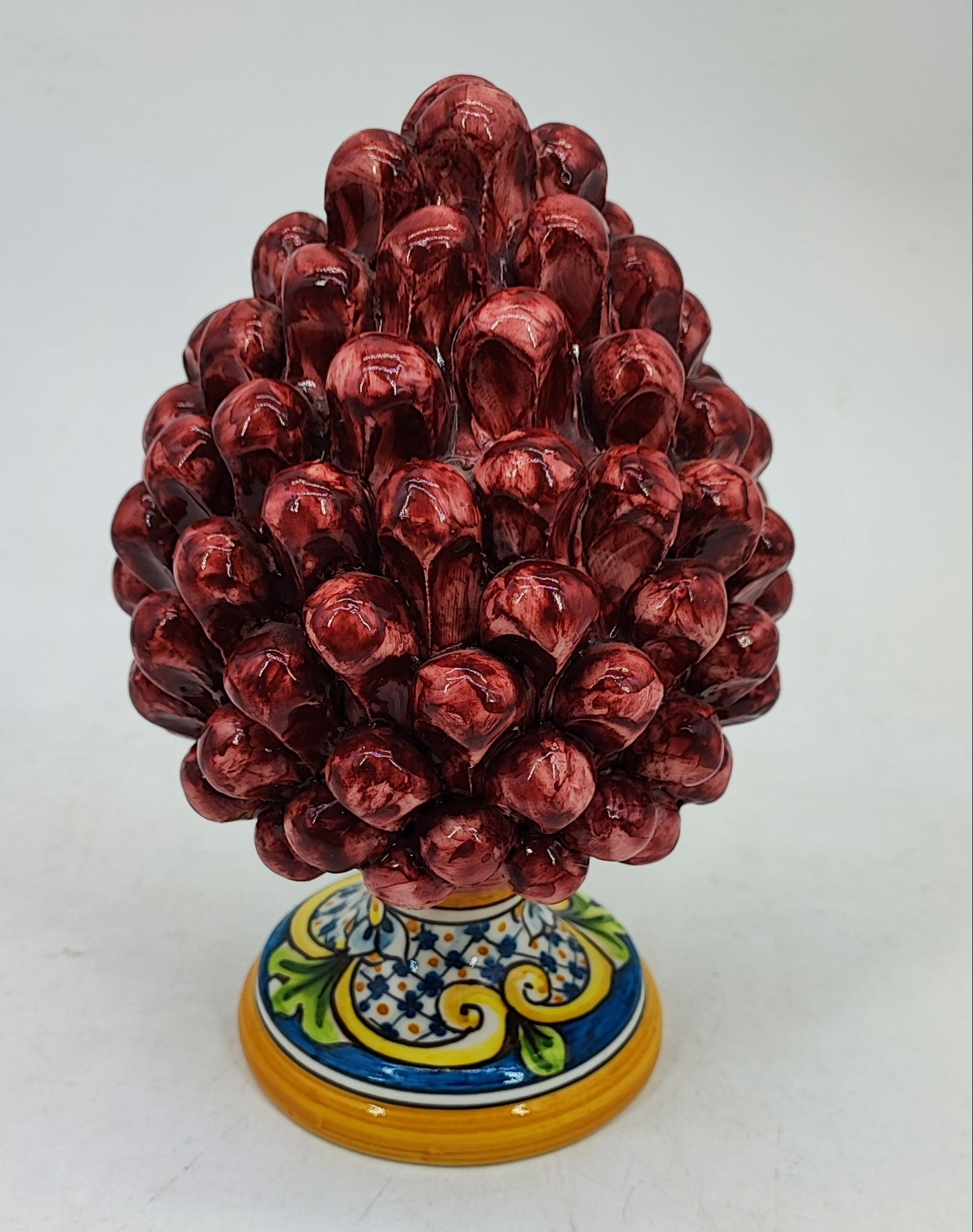 Handmade Sicilian Ceramic Pine Cone – 22 cm Italian Good Luck Decoration