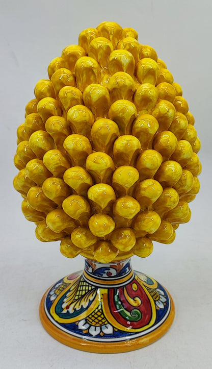 Handmade Sicilian Ceramic Pine Cone 30 cm – Yellow or Burgundy Caltagirone Pigna