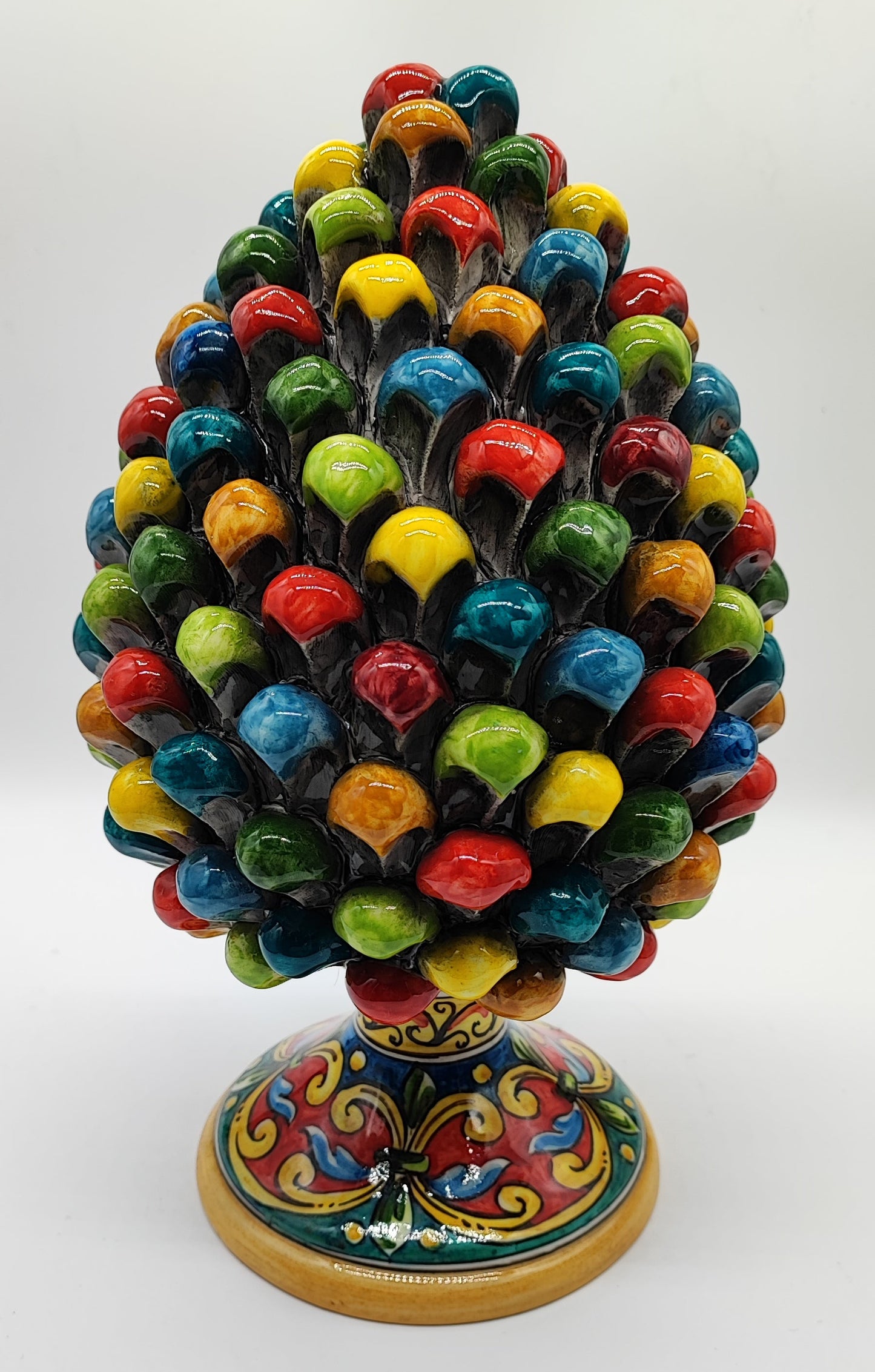 Colorful Sicilian Ceramic Pine Cone 30 cm – Handmade Italian Pigna
