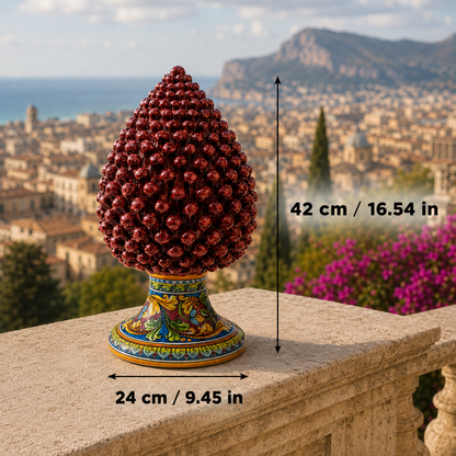 Large Sicilian Ceramic Pine Cone 42 cm – Handmade Italian Pigna