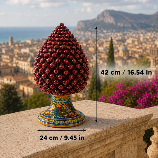 Large Sicilian Ceramic Pine Cone 42 cm – Handmade Italian Pigna