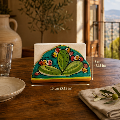 Hand-Painted Sicilian Ceramic Napkin Holder – Caltagirone Italian Pottery