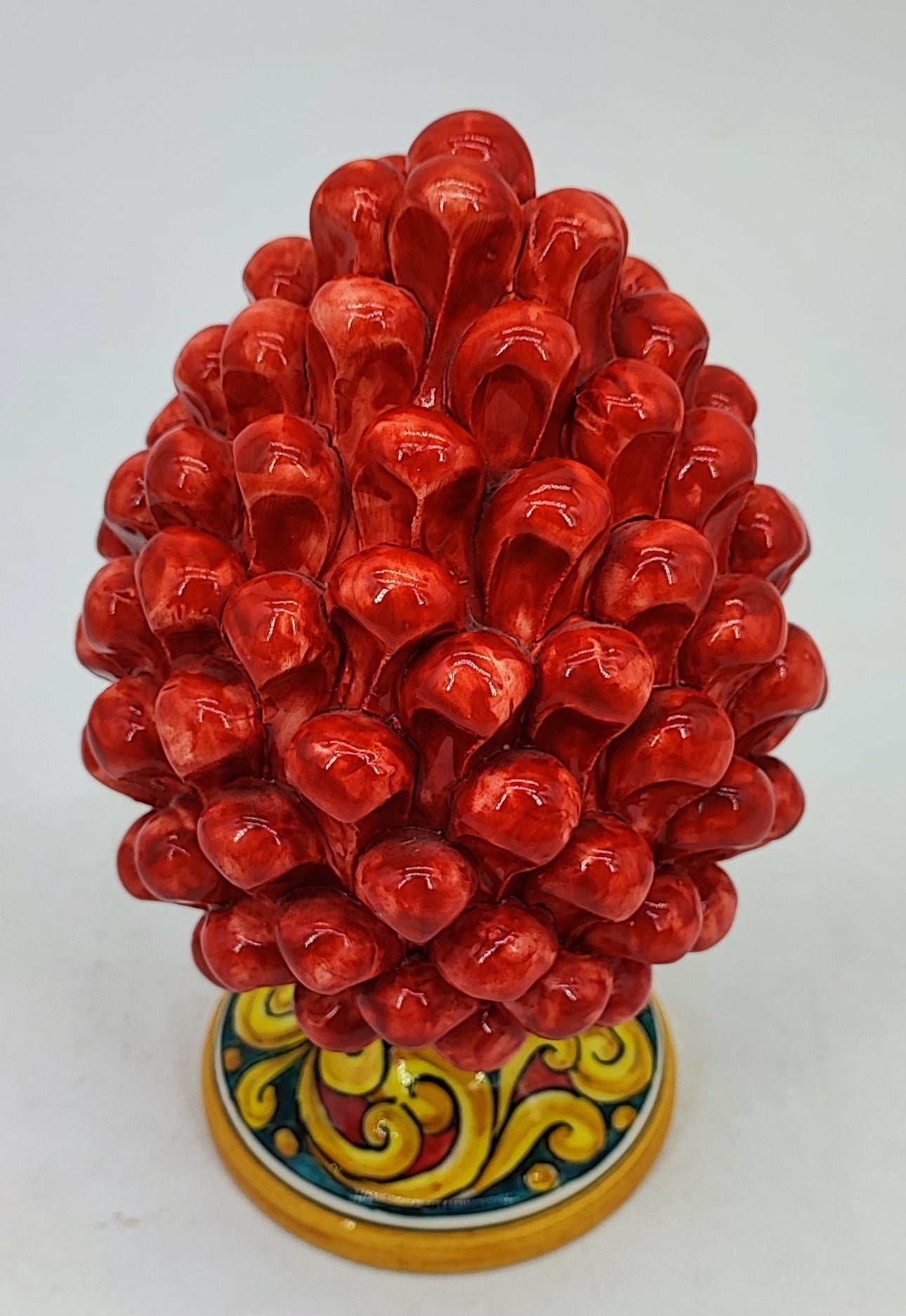 Handmade Sicilian Ceramic Pine Cone – 22 cm Taormina-Inspired Italian Décor