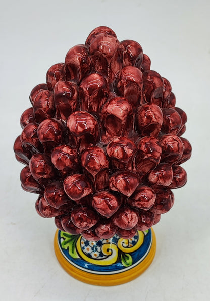Handmade Sicilian Ceramic Pine Cone – 22 cm Italian Good Luck Decoration