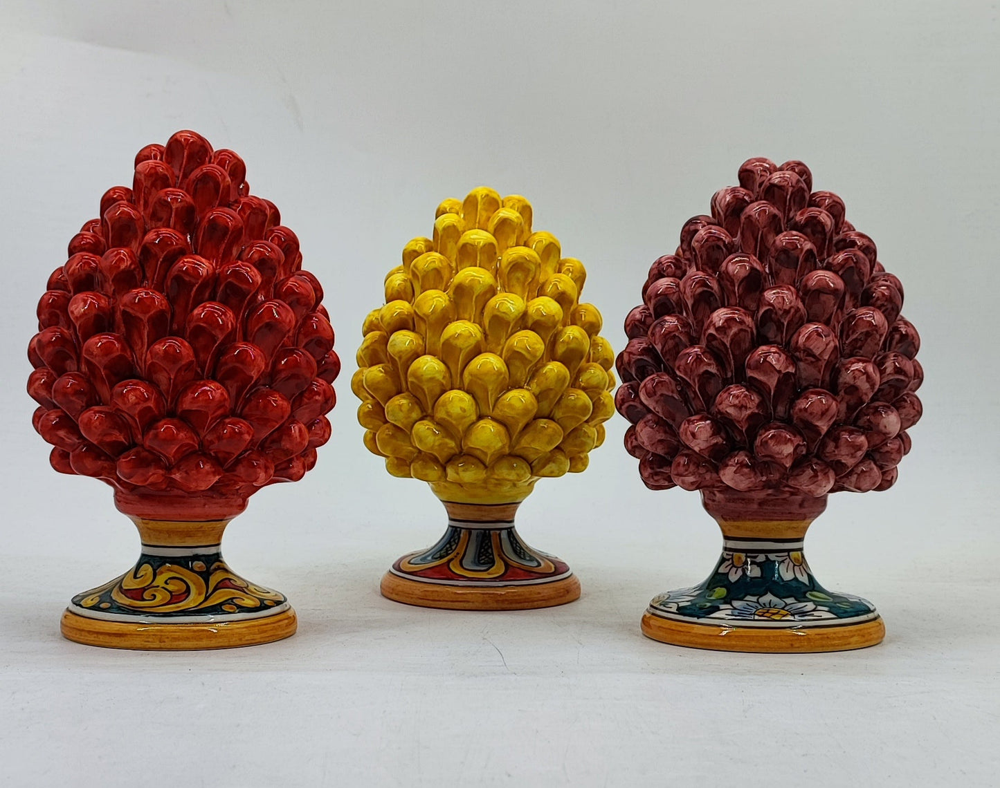 Handmade Sicilian Ceramic Pine Cone – 22 cm Taormina-Inspired Italian Décor