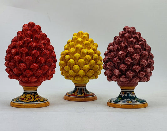 Handmade Sicilian Ceramic Pine Cone – 22 cm Taormina-Inspired Italian Décor