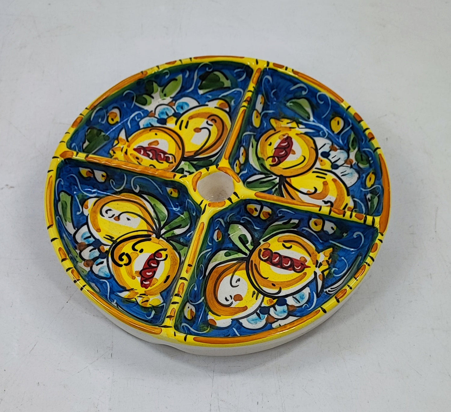 Handmade Sicilian Ceramic Appetizer Serving Dish – Caltagirone Antipasti Tray – Hand Painted Italian Snack Platter – Olive, Tapas & Dip Server