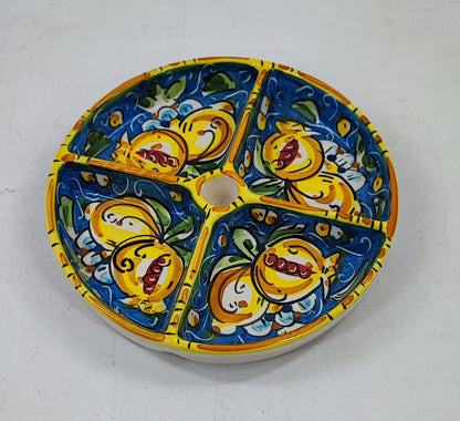 Handmade Sicilian Ceramic Appetizer Serving Dish – Caltagirone Antipasti Tray – Hand Painted Italian Snack Platter – Olive, Tapas & Dip Server