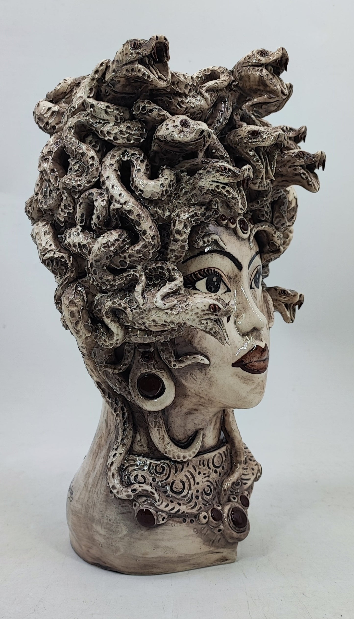 Handmade Sicilian Medusa Head 38 cm – Antique Caltagirone Ceramic Testa di Moro