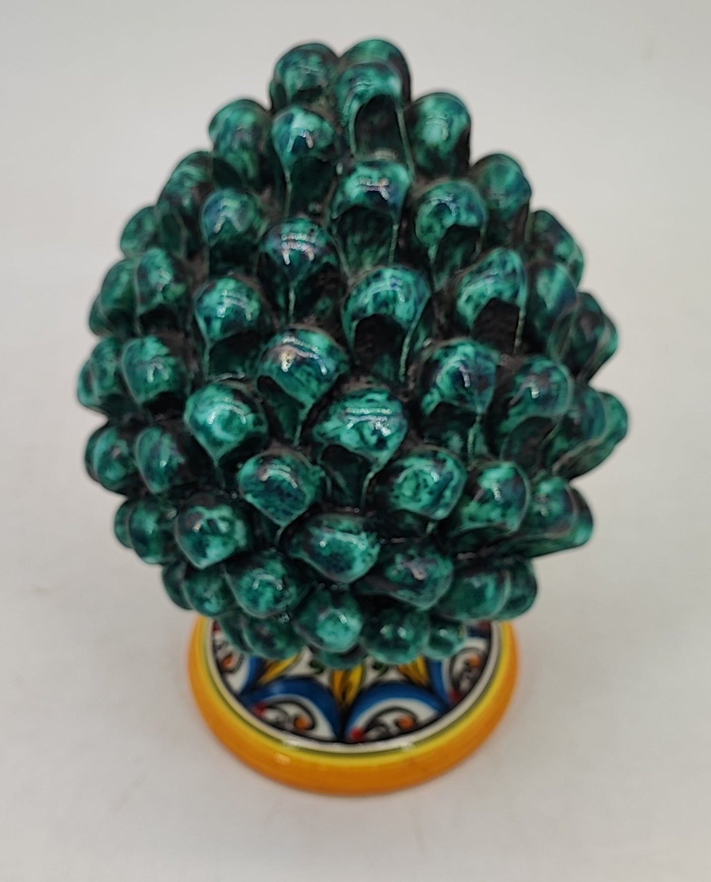 Handmade Sicilian Ceramic Pine Cone 22 cm – Palermo Majolica Italian Home Decoration
