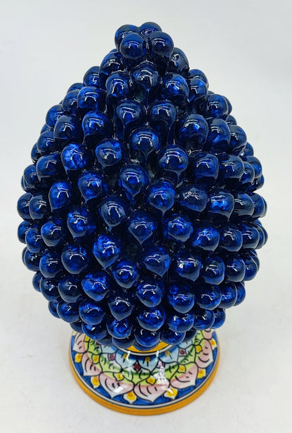 Sicilian Ceramic Pine Cone 27 cm – Emerald Green or Cobalt Blue Handmade Pigna