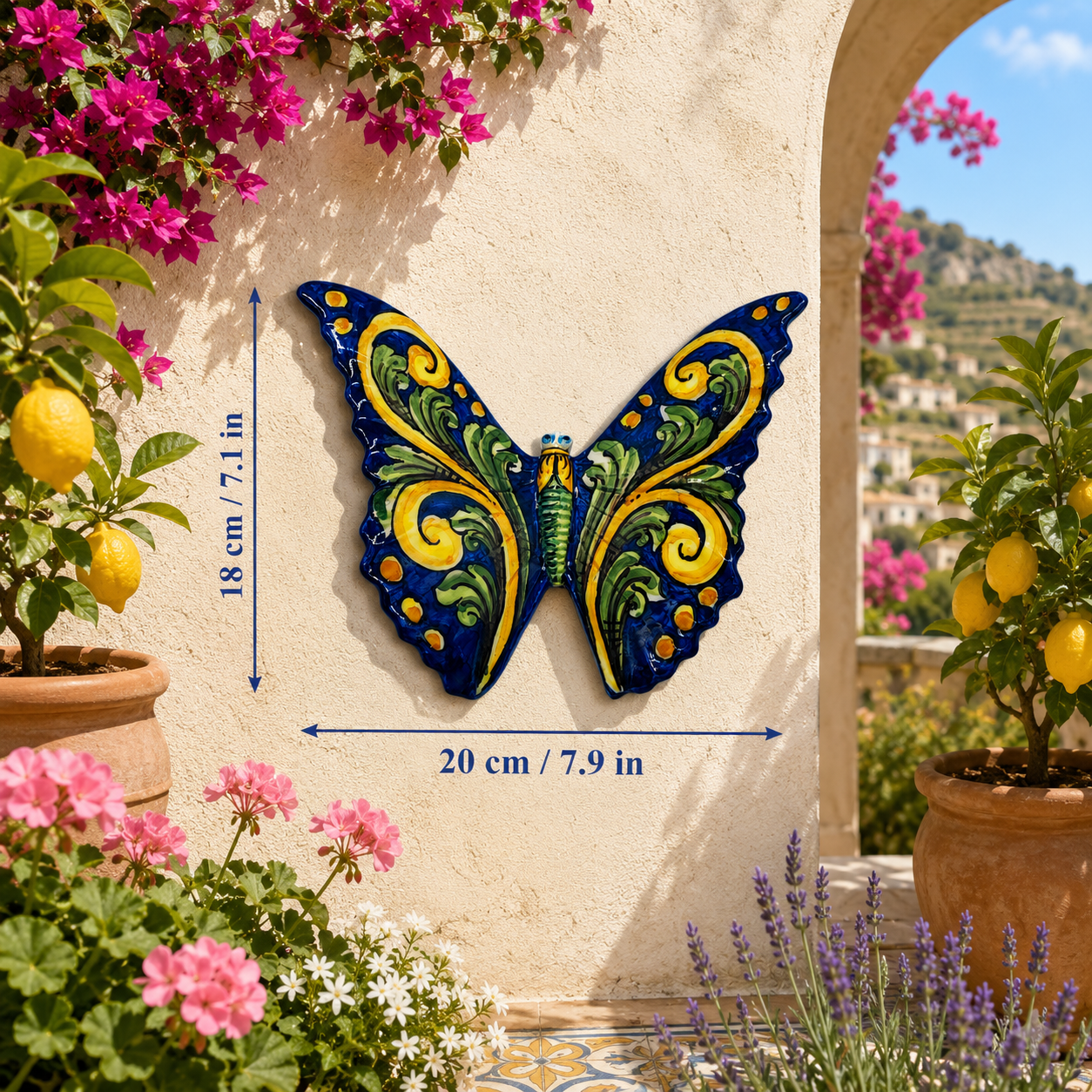 farfalle-ceramica-siciliana-decorazione-parete