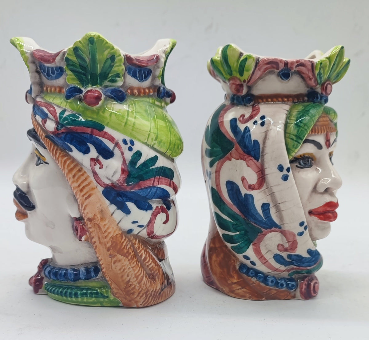 Female Testa di Moro hand-painted Sicilian ceramic with traditional Mediterranean decoration.