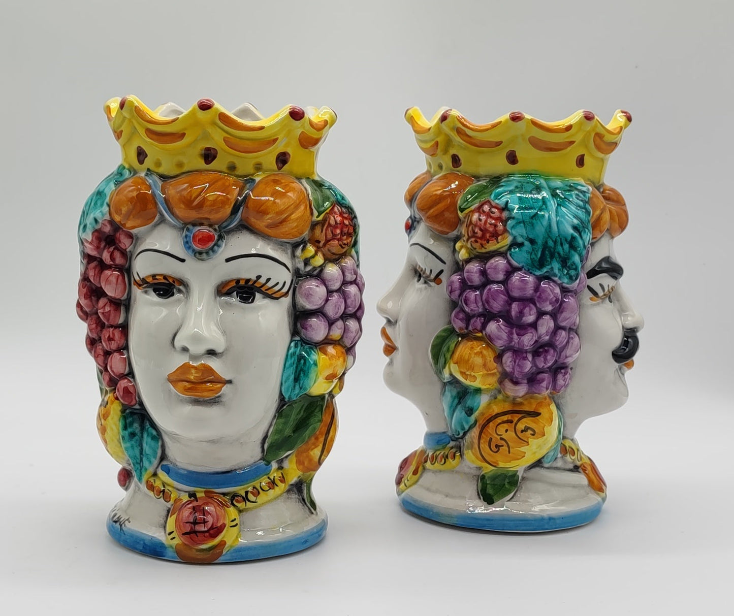 Double-Faced Sicilian Testa di Moro Vase – Handmade Caltagirone Ceramic Head