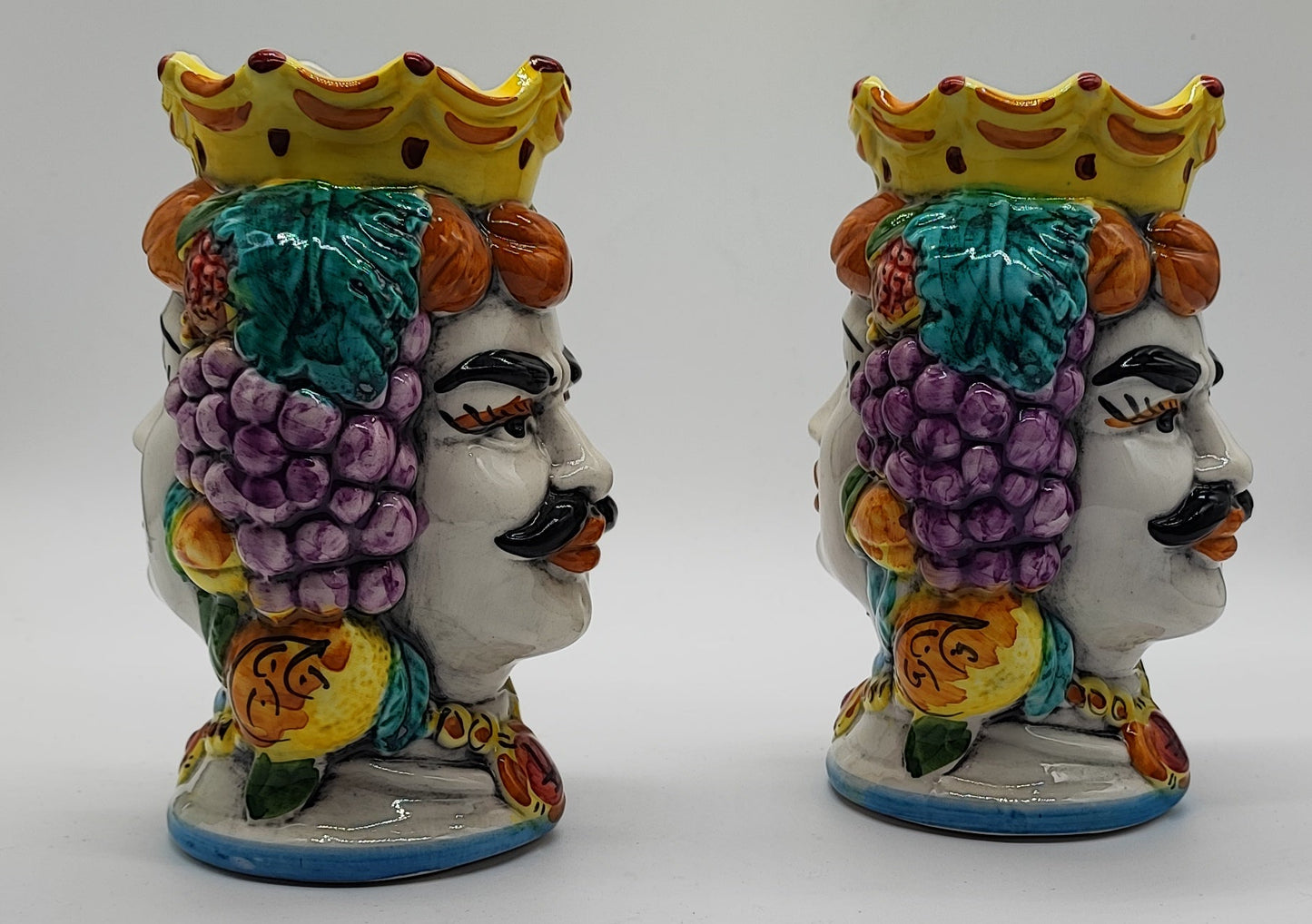 Double-Faced Sicilian Testa di Moro Vase – Handmade Caltagirone Ceramic Head