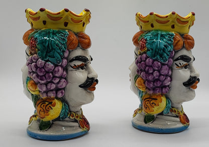 Double-Faced Sicilian Testa di Moro Vase – Handmade Caltagirone Ceramic Head