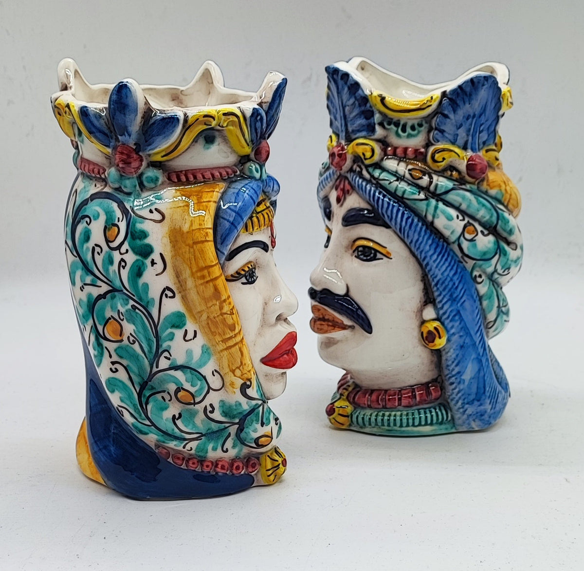 heads.jpg	Hand painted Sicilian ceramic Moorish Heads with colorful traditional details