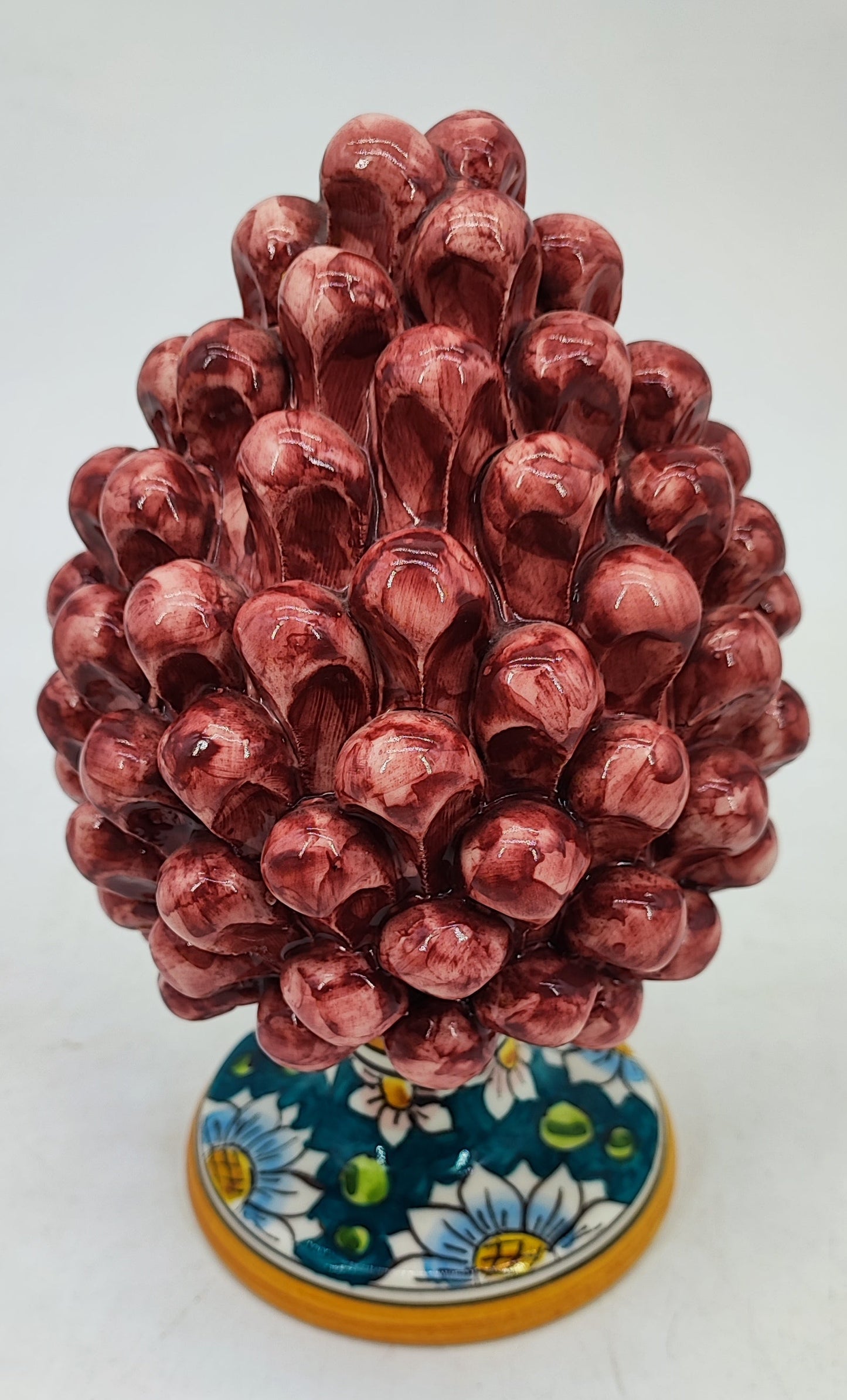 Handmade Sicilian Ceramic Pine Cone – 22 cm Taormina-Inspired Italian Décor
