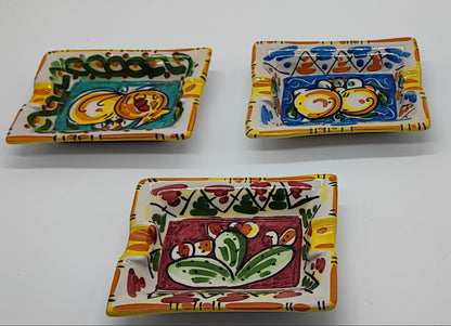 Hand-Painted Sicilian Ceramic Ashtray – Caltagirone Italian Pottery