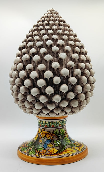 Large Sicilian Ceramic Pine Cone 42 cm – Hand-Painted Italian Pigna
