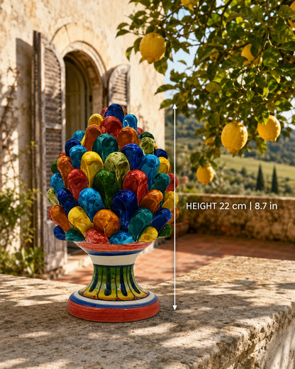 Sicilian Ceramic Pine Cone 22 cm – Emerald Green or Multicolour Handmade Pigna