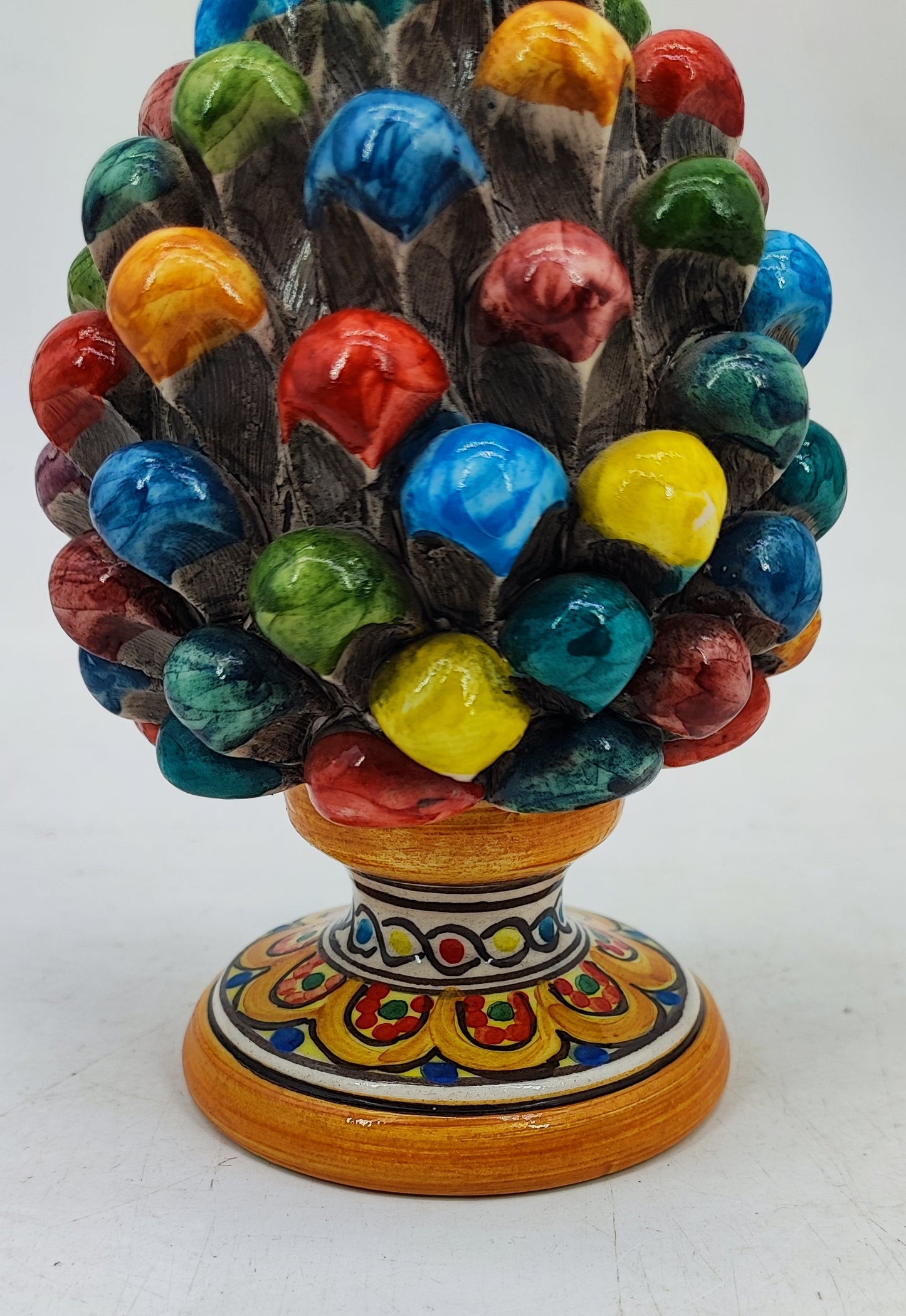 Handmade Sicilian Ceramic Pine Cone 17 cm – Colorful Italian Home Decor