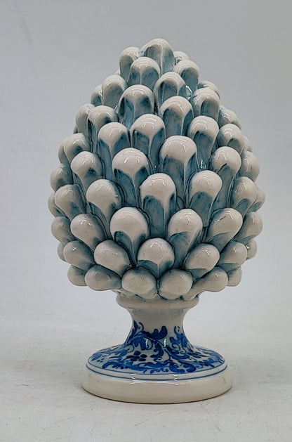 Handmade Sicilian Ceramic Pine Cone in Aqua Blue – Italian Good Luck Home Decor