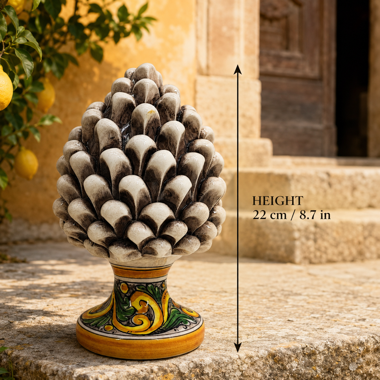 Handmade Sicilian Ceramic Pine Cone – Rustic Italian Home Decor