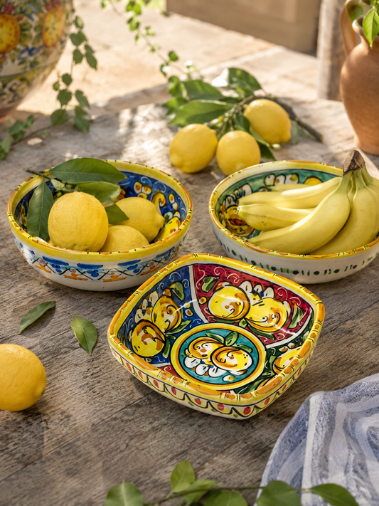 Handmade Sicilian Ceramic Bowl – Caltagirone Fruit Bowl – Hand Painted Italian Serving Bowl – Mediterranean Kitchen Decor – Made in Sicily