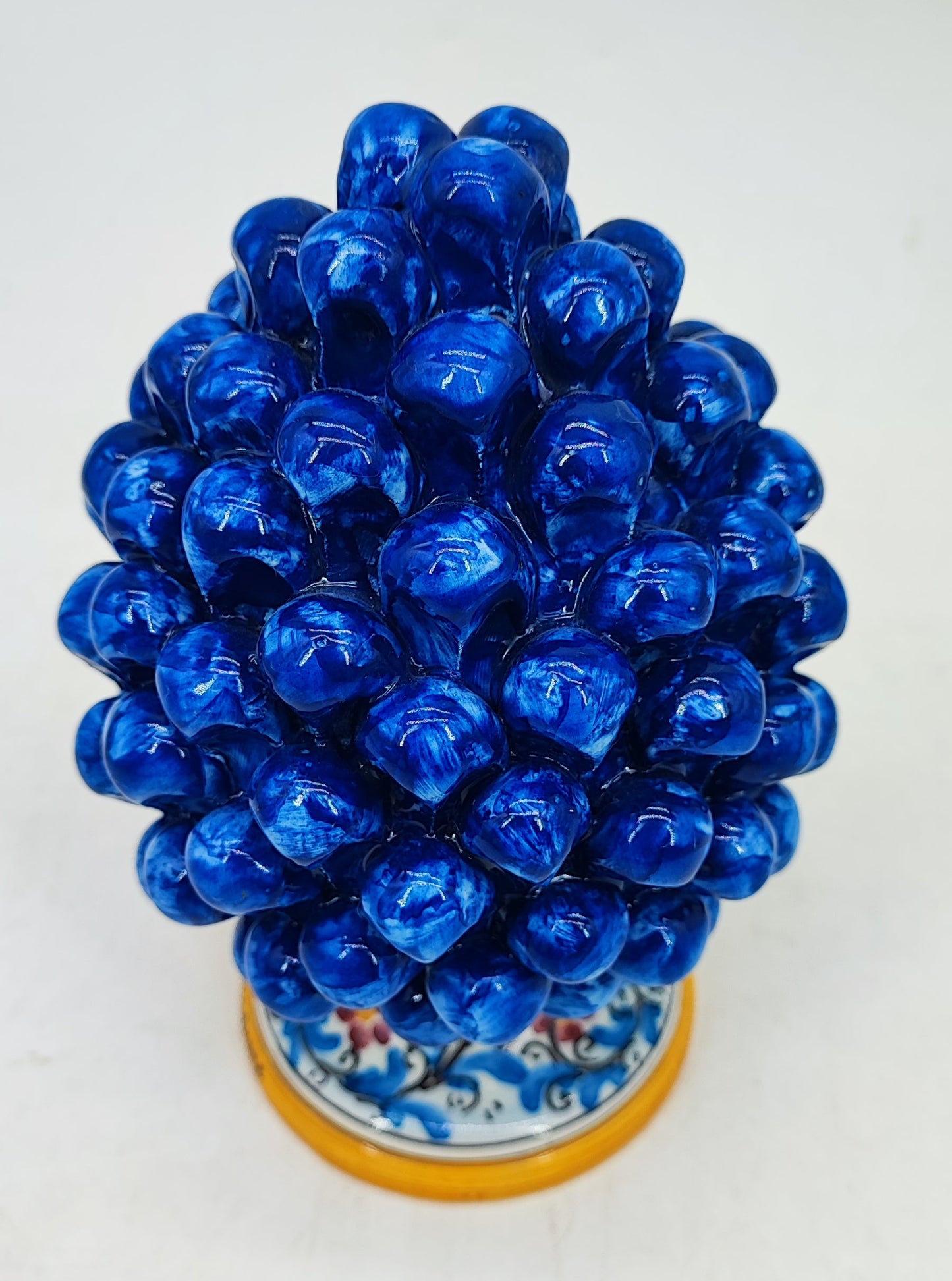Handmade Sicilian Ceramic Pine Cone 22 cm – Palermo Majolica Italian Home Decoration