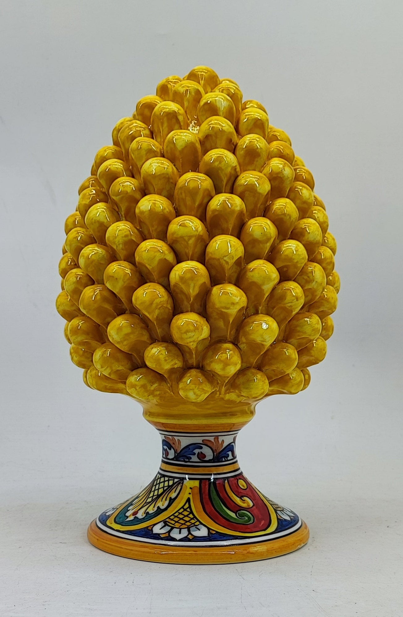 Handmade Sicilian Ceramic Pine Cone 30 cm – Yellow or Burgundy Caltagirone Pigna