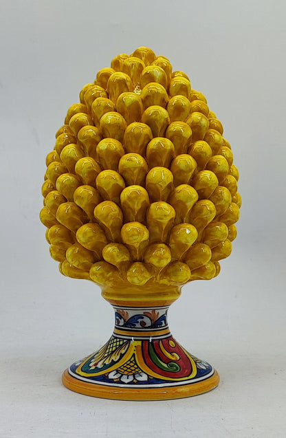 Handmade Sicilian Ceramic Pine Cone 30 cm – Yellow or Burgundy Caltagirone Pigna