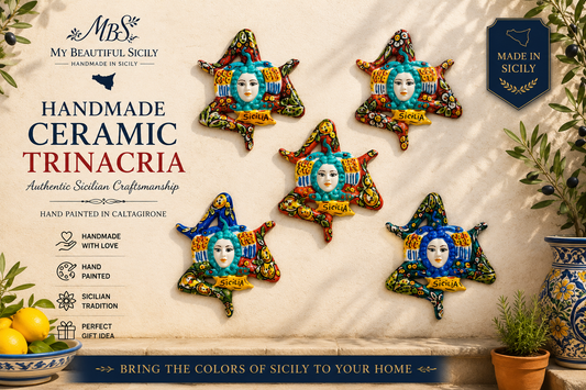 Handmade Ceramic Trinacria Wall Decor – 18 cm Sicilian Ceramic – Ceramica di Caltagirone – Made in Sicily – Italian Wall Art