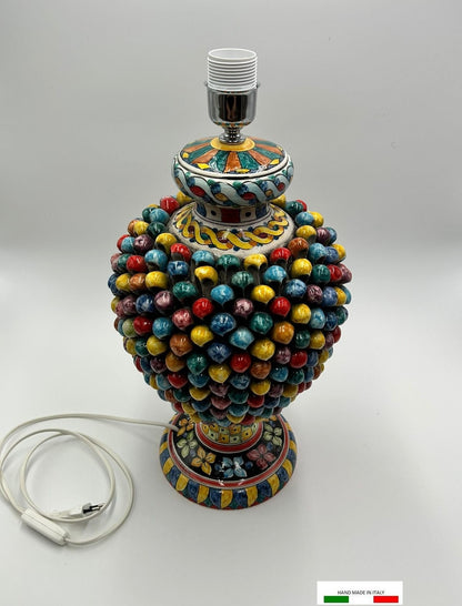 Sicilian Pigna Ceramic Lamp of Caltagirone
