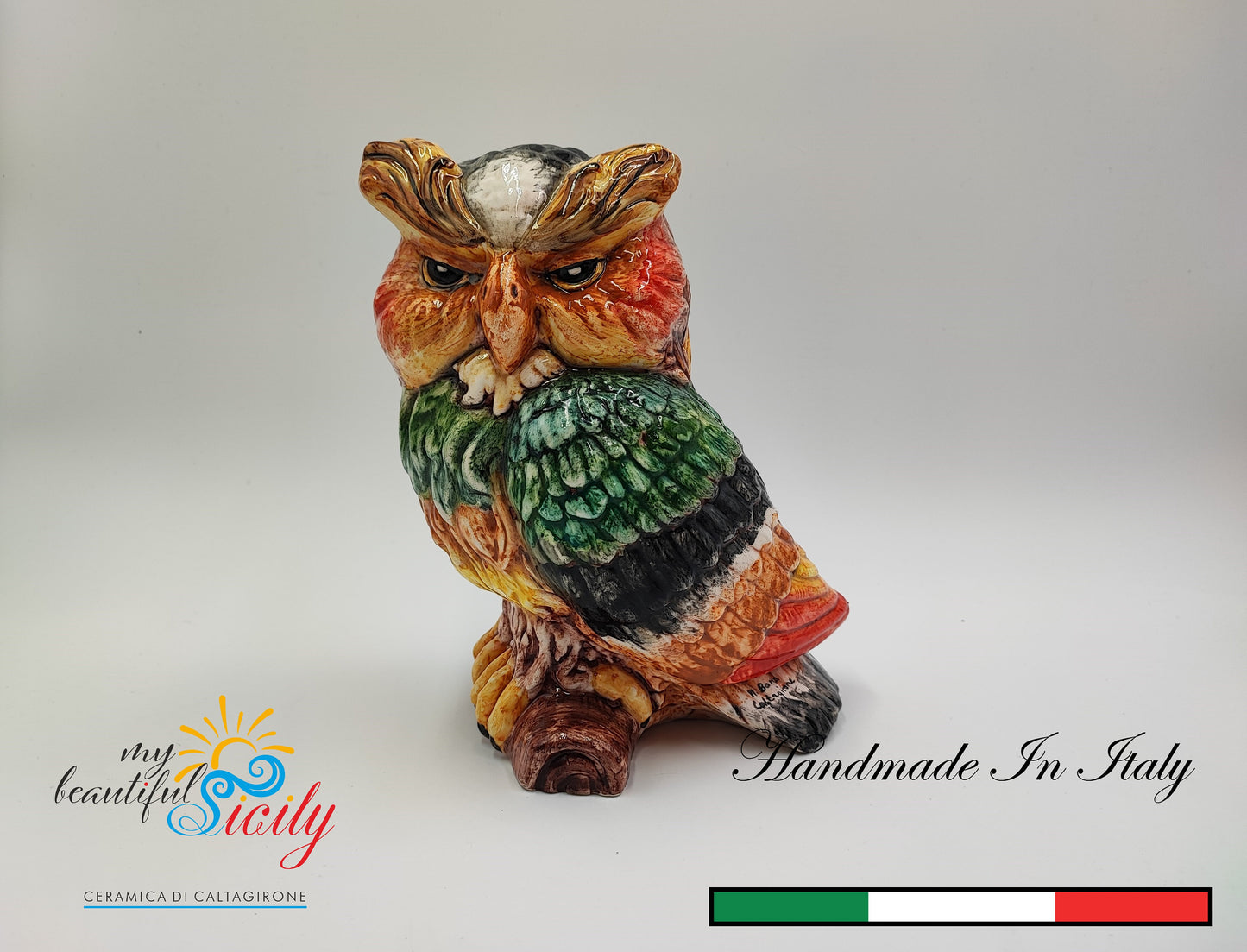 Sicilian Handmade Ceramica di Caltagirone Owls