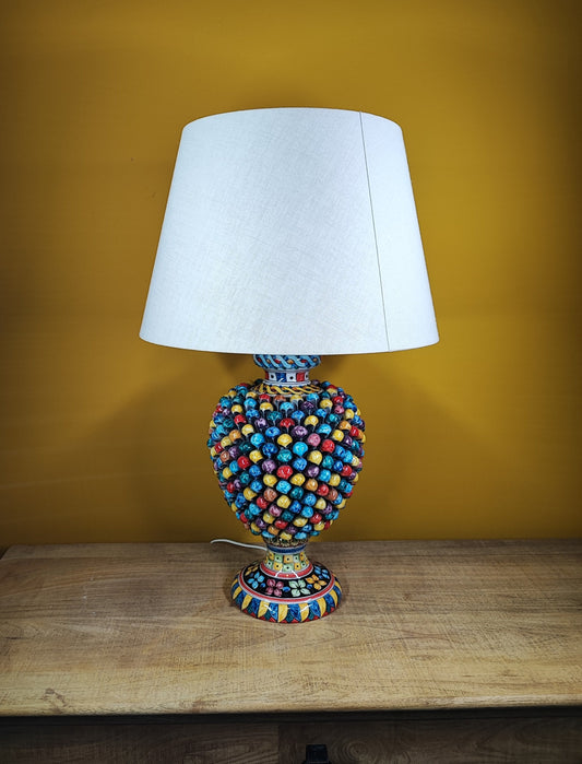 Sicilian Pigna Ceramic Lamp of Caltagirone