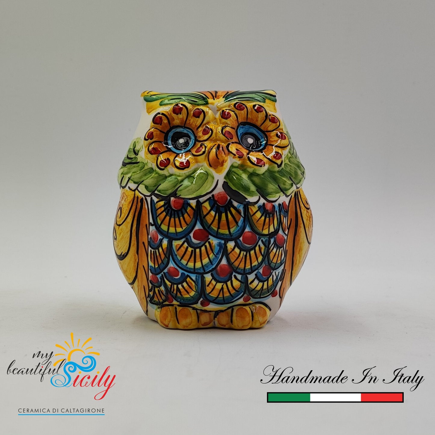 Sicilian Handmade Ceramica di Caltagirone Owls