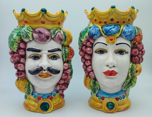 Handcrafted Ceramica di Caltagirone Sicilian Moorish Heads