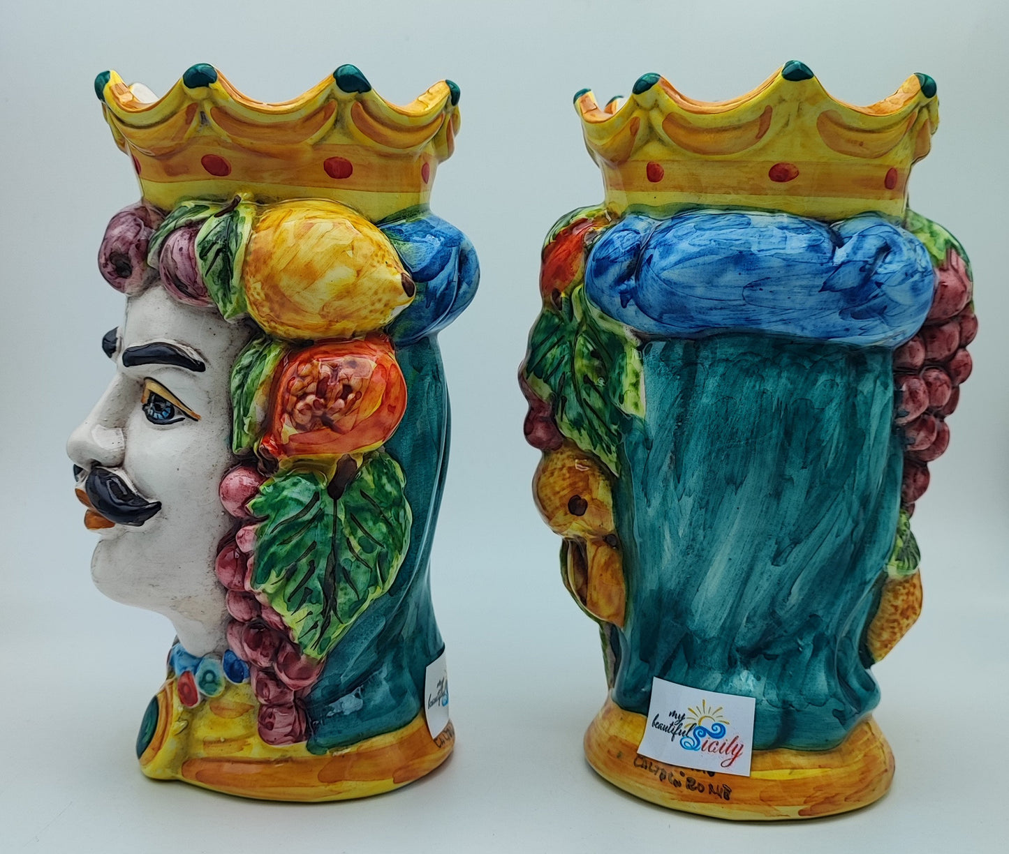 Teste di Moro Siciliane in Ceramica di Caltagirone Artigianali - modello Greco