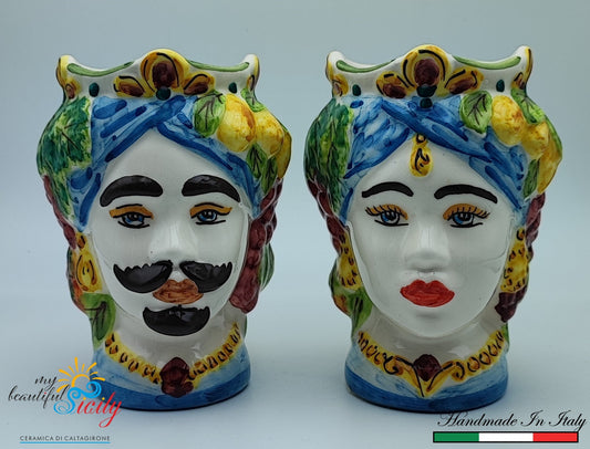 Handmade Sicilian Ceramica di Caltagirone Moorish Heads in Greek Style